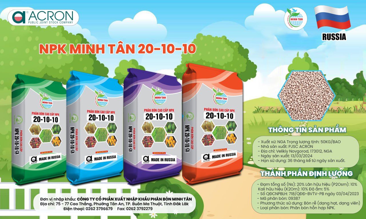 phân bón NPK Minh Tân nga 20 10 10