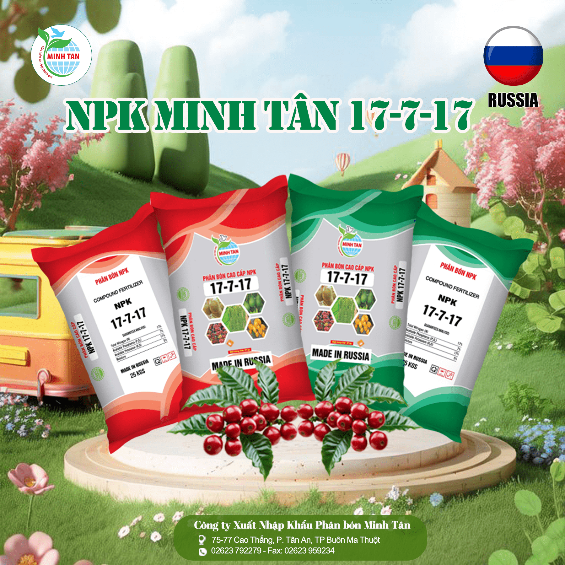 Minh Tân NPK 17-7-17 RUSSIA – 25 kg Minh Tân NPK 17-7-17 RUSSIA - 25 kg