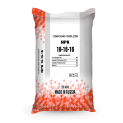 Minh Tân NPK 16-16-16 RUSSIA - caro cam 25kg mặt sau