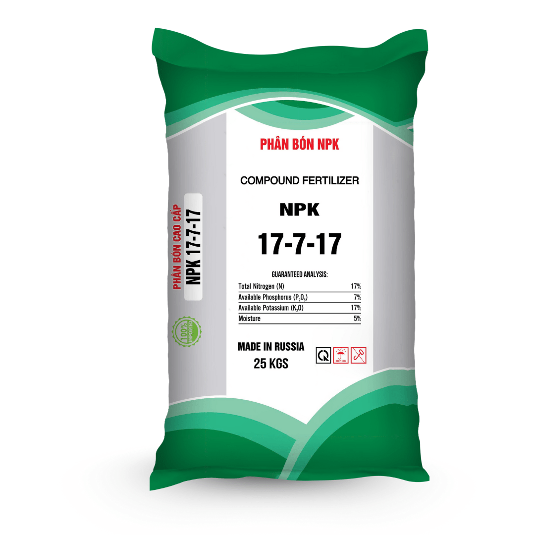 Minh Tân NPK 17-7-17 RUSSIA – vân xanh lá 25 kg – thẳng mặt sau Minh Tân NPK 17-7-17 RUSSIA - vân xanh lá 25 kg - thẳng mặt sau