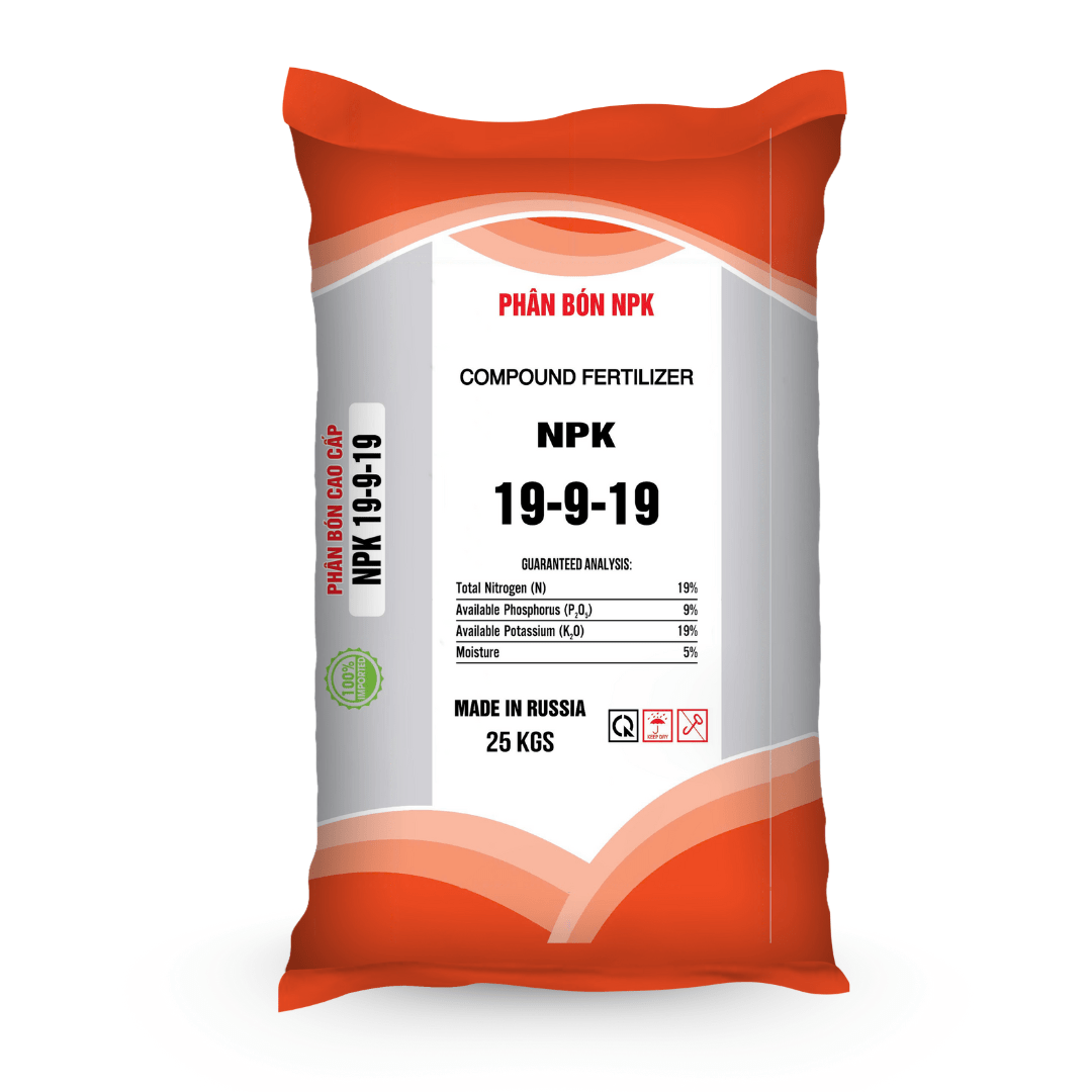 Minh Tân NPK 19-9-19 RUSSIA - màu vân cam 25kg mặt sau Minh Tân NPK 19-9-19 RUSSIA - màu vân cam 25kg mặt sau