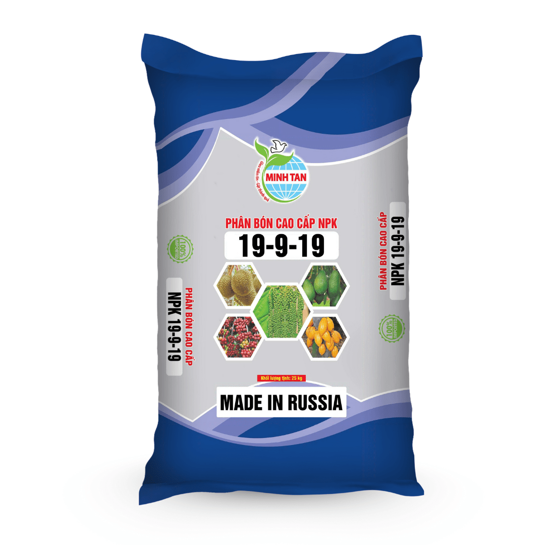 Minh Tân NPK 19-9-19 RUSSIA - màu vân xanh 25kg Minh Tân NPK 19-9-19 RUSSIA - màu vân xanh 25kg